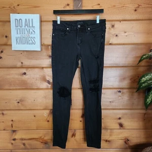 Jeans argento Aiko skinny vita media nero denim invecchiato elasticizzato moto tg 29 X29" - Foto 1 di 10