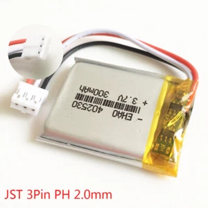 3.7v 300mAh Lipo Rechargeable battery 402530 JST 3pin PH 2.0mm Plug Power Supply - Picture 1 of 10