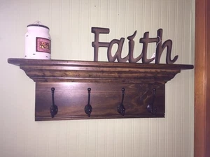 Entryway Coat Rack with Hooks, Crown Molding wall Shelf with Coat Hooks - Picture 1 of 6