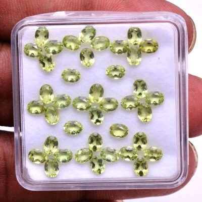 VVS 40 Stück Natürlich Peridot Oval Facettiert Schliff Unbehandelt 4mm 3mm Lose - Bild 1 von 4
