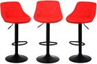 3 X Red Bar Stools Chairs Breakfast Chairs Swivel Gas Lift Cushioned