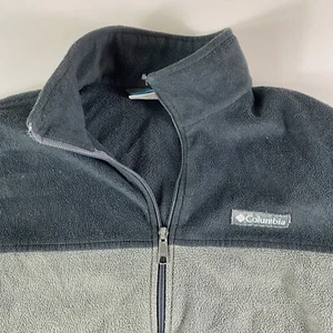 Columbia Jacket Mens Medium Black Gray Full Zip Fleece Zip Pockets Sweater - Picture 1 of 11