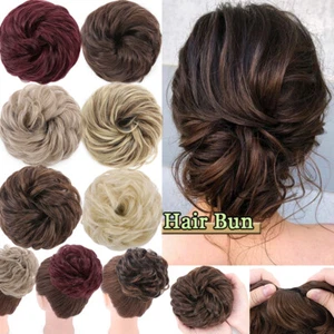 Large THICK Messy Bun Hair Piece Scrunchie Updo Wrap Hair Extensions Like Human - Picture 1 of 54