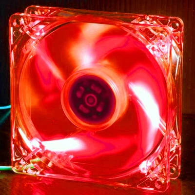 Evercool 80mm x 80mm x 25mm 3 Pin RED LED Fan includes 4 pin adapter and screws! - Image 1 of 4