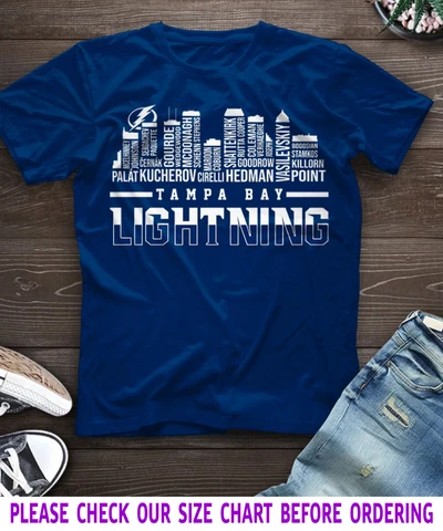Tampa Bay Lighting Hockey Skyline City Royal T-Shirt Christmas Gift For Dad Mom Cover