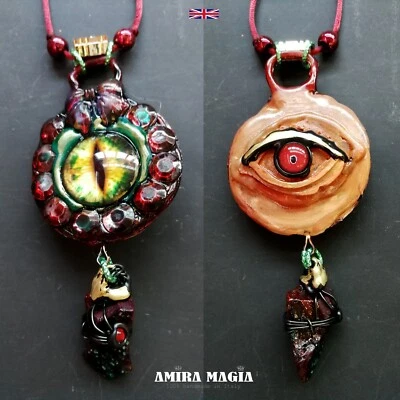 Amuleto Ojo de Dragón Colgante Joyería Collar Piedra Talismán Celta Vikingo Mal de Ojo Foto 1 de 4
