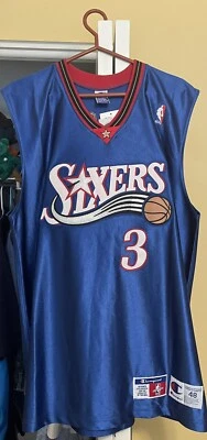 Vintage Authentic Sewn Allen Iverson Sixers 76ers BLUE Jersey NEVER WORN W/ Tags - Image 1 of 4