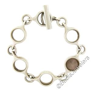 Georg Jensen Silver Open Round Link Chain 474 Bracelet w/ Toggle Clasp & Quartz - Picture 1 of 5