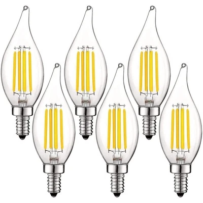 Luxrite Candle LED Bulb 550 Lumens 3500K 5W Dimmable UL E12 Flame Tip 6-Pack - Image 1 of 4