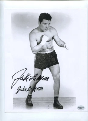 JAKE LA MOTTA The RAGING BULL 拳击手 2001 年亲笔签名 8 X 10 黑白 — 第 1/3 张图片