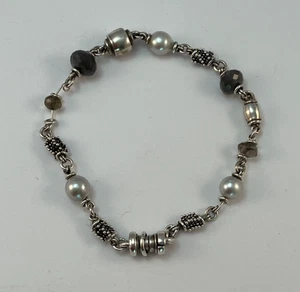 Silver Tone Pearl Bracelet 8" Michael Dawkins Style - Picture 1 of 15