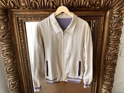 SCHIATTI for CARROLL & Co. REVERSIBLE LINEN COTTON & SUEDE BOMBER JACKET 52 M/L - Image 1 of 4