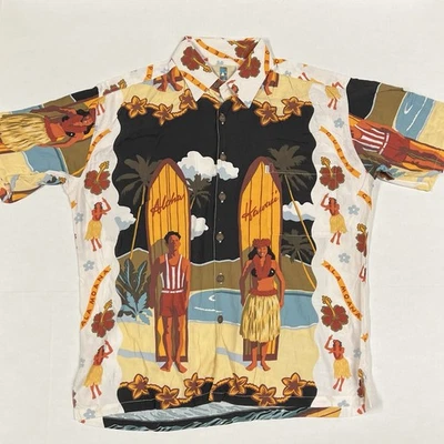 Винтажная Редкая Гавайская Рубашка Kahala Waikiki Surf Festival Размер M США Вискоза AOP - Изображение 1 из 4