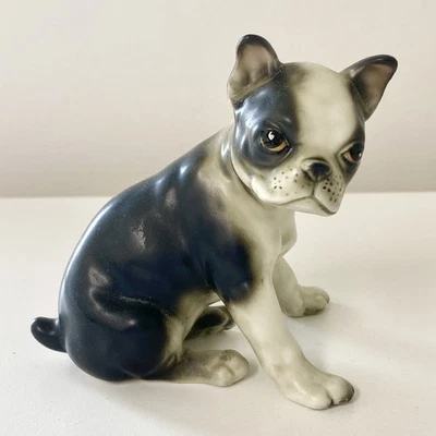 Estatuilla de Bulldog Francés Frenchie Cerámica Lefton De Colección 3.5" Negro Blanco Foto 1 de 4