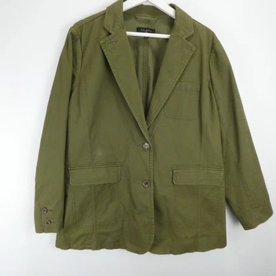 Talbots Plus Blazer Womens 14W Olive Military Green Casual Pockets Two Buttons - Image 1 of 4