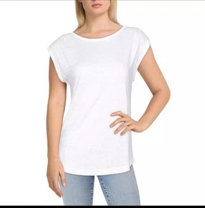 Rahmen weißes Bio Leinen T-Shirt Gr. XS hauchdünn cool Landhaus femininer Lagonlook - Bild 1 von 11