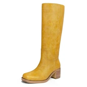 Platform Knee High Boots for Women Square Toe Chunky Block Heel Long Boots (S-7) - Picture 1 of 7