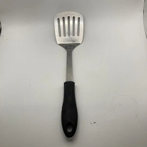 Heavy Duty Black Handle Stainless Steels Slotted Spatula 12 1/2 “ - Picture 1 of 10