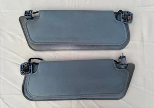 OEM 92-96 Ford F150 Bronco 92-97 F250 F350 Gray Cloth Double Visors Lit Mirrors - Picture 1 of 24
