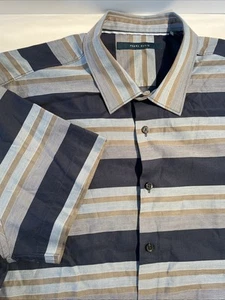 Perry Ellis Multi Stripe Button Up Short Sleeve Casual Men's sz XL , Xtra Large - Picture 1 of 6