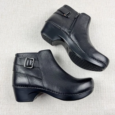 Dansko Tate Ankle Boots Womens 39 US 8.5-9 Black Leather Side Zip Comfort NWOB - Image 1 of 4