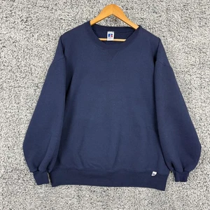 Vintage Russell Athletic Sweatshirt Mens 2XL Navy Blank Crewneck Made USA 90s - Picture 1 of 10
