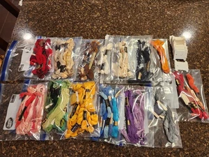 Embroidery Supplies Lot Of Threads, Cross Stitch Fabric, Stitch Patterns W/ Tote - Picture 1 of 6