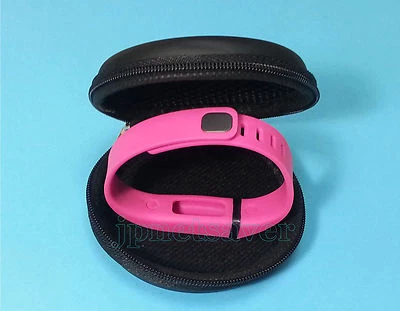 GOOD 1 Small PINK BAND for FITBIT FLEX with Black Elegant Protective Leathery CASE