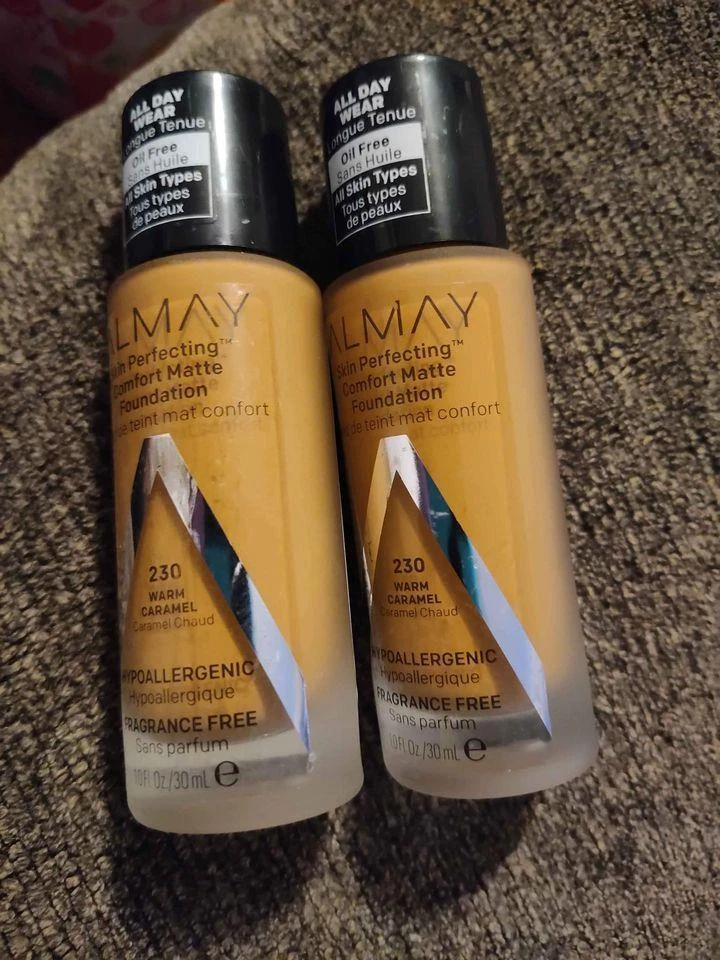 2 New Almay All Day Wear Skin Perfecting Matte Foundation 230 Warm Caramel - Image 1 of 1