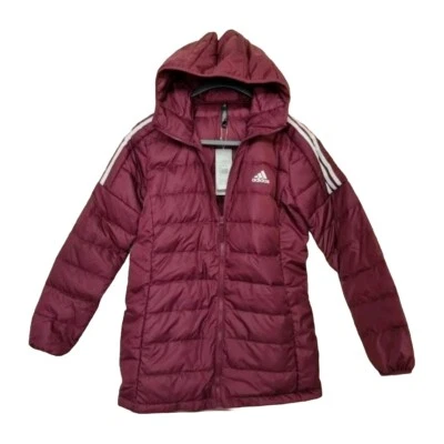 Adidas Burgandy/white Down Filled Puffer Jacket Sz Medium Uk 10 BNWT - Image 1 of 4