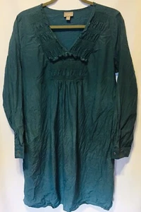 J. Jill size L lightweight shift blue dress long sleeved silk/cotton blend - Bild 1 von 6
