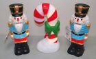 New! Set of 3 HOLIDAY TIME "Candy Cane" / 2- "Nutcrackers" / 11" MINI BLOW MOLDS