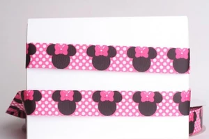 MICKEY MINNIE MOUSE HAIRBOW DOT 7/8" Grosgrain Ribbon 1,3,5,10 Yard SHIP FROM US - Picture 1 of 1