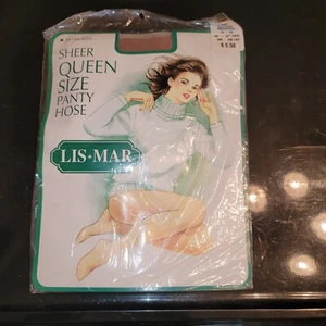 Pantimedias LIS*MAR Vintage Años 80 Nylon bronceado transparente Queen Talla 1X-4X 160-235 libras Nuevas - Imagen 1 de 4