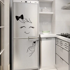 Girl Smiley Face Decal Refrigerator Decal Kitchen Wall Custom Decal Sticker - Picture 1 of 1