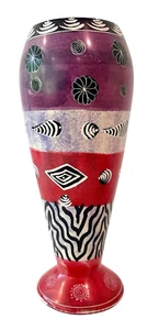 Soap Stone Vase Hand Carved Etched Kenya Africa 8” Tall Colorful Vintage - Picture 1 of 9
