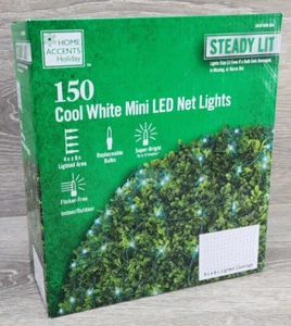 NEW HOME ACCENTS STEADY LIT 150 COOL WHITE MINI LED NET LIGHTS 6' X 4' CHRISTMAS - Picture 1 of 12