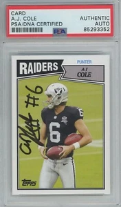 AJ Cole Raiders Custom Card Blank Back PSA/DNA Signed Auto Autographed - Picture 1 of 1