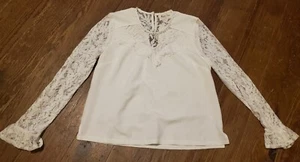NWT Ladies Cream Long Sleeve Lace Shirt Size Small $67 Value - Picture 1 of 2