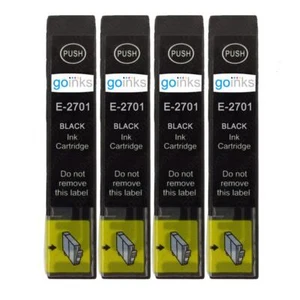 4 Black Ink Cartridges non-OEM to replace T2701 (27) Compatible for Expression - Picture 1 of 2