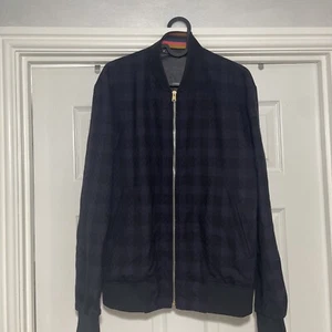 Paul Smith Mainline Black & Purple Check Wool Bomber Jacket Small Brand New - Picture 1 of 6
