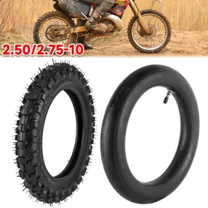 2.50 - 10" Tire & Inner Tube For Honda CRF50F XR50R 2.50x10 2.5-10 Dirt Pit Bike - Picture 1 of 12