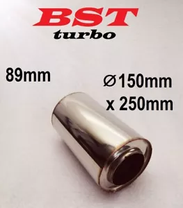 Silenziatore acciaio inox rotondo 89 mm 150 mm, lunghezza 250 mm VR6 turbo R32 scarico 88,9 - Foto 1 di 4