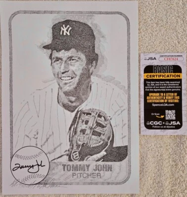 Tommy John, signed, pen & ink artist proof, Murray Tinkleman, #12/30, JSA COA - Image 1 of 3