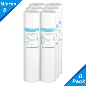 Confezione 6 Filtro Acqua Sedimenti 5 Micron 20"x4,5" Big Blue Ricambio Tutta Casa - Foto 1 di 12