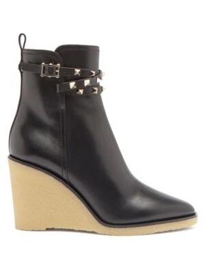 VALENTINO ROCKSTUD Botas de Cuña de Goma Punta Negra EU 37 I LOVE SHOES 90 MM Foto 1 de 4