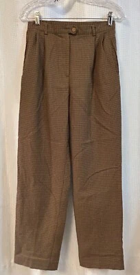 Винтажные женские коричневые брюки Y2K Houndstooth размер 8 средние - Изображение 1 из 4