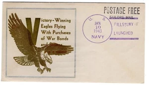 Linto WWII Patriotic Eagle War Bonds - Navy Pillsbury Launched 1943 - Bild 1 von 2