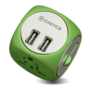 Adaptador de viaje universal CA-UTA VERDE Cadyce enchufes EE. UU./Reino Unido/UE o AU - Imagen 1 de 2