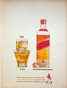 Whisky escocés Johnnie Walker 1962 etiqueta roja años 60 anuncio impreso sabor increíblemente suave - Imagen 1 de 1
